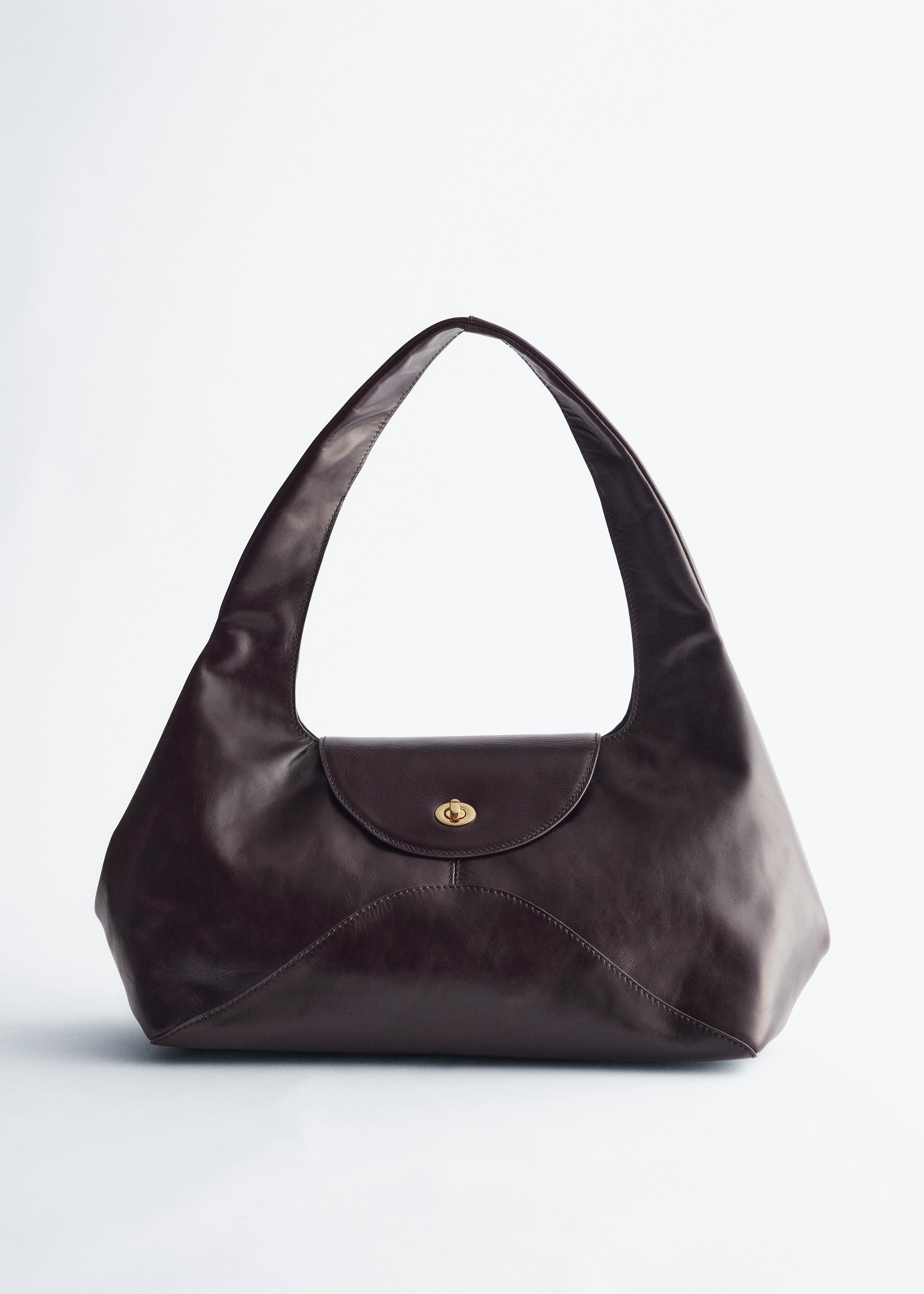 Curved Leather Shoulder Bag