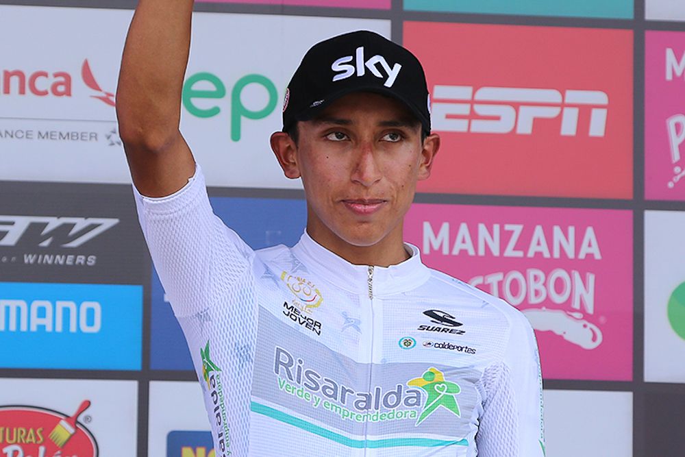 Best young rider Egan Arley Bernal (Team Sky) after stage 4 at Colombia Oro y Paz