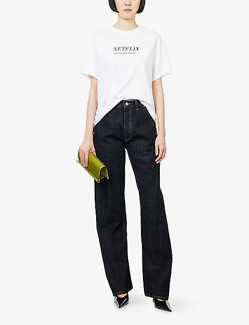 Victoria Beckham , Classic Slogan-Print Cotton-Jersey T-Shirt