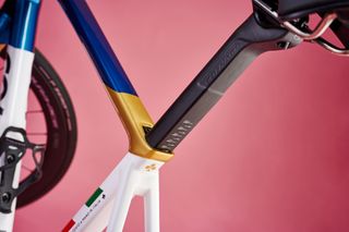 Image shows the seatpost of the Colnago C68