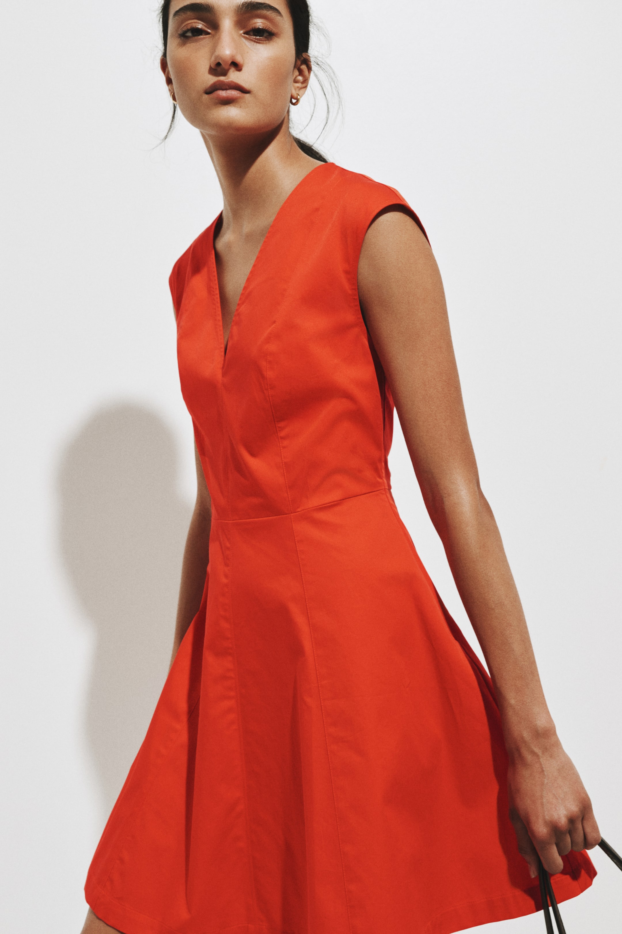 Cotton Poplin Dress - Bright Red