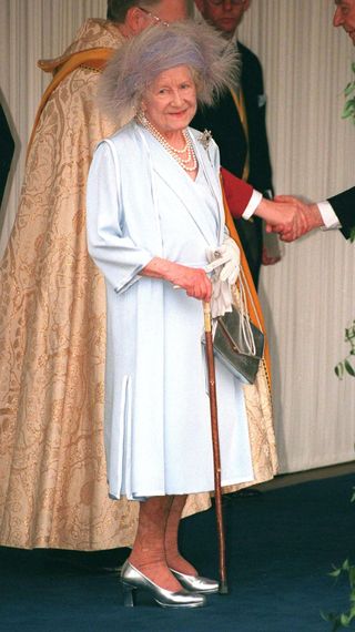 Queen Mother wearing silver shoes