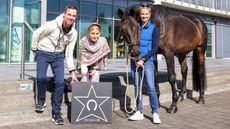 Jessica von Bredow-Werndl with TSF Dalera BB, owner Beatrice B&uuml;rchler-Keller and Benjamin Werndl.
