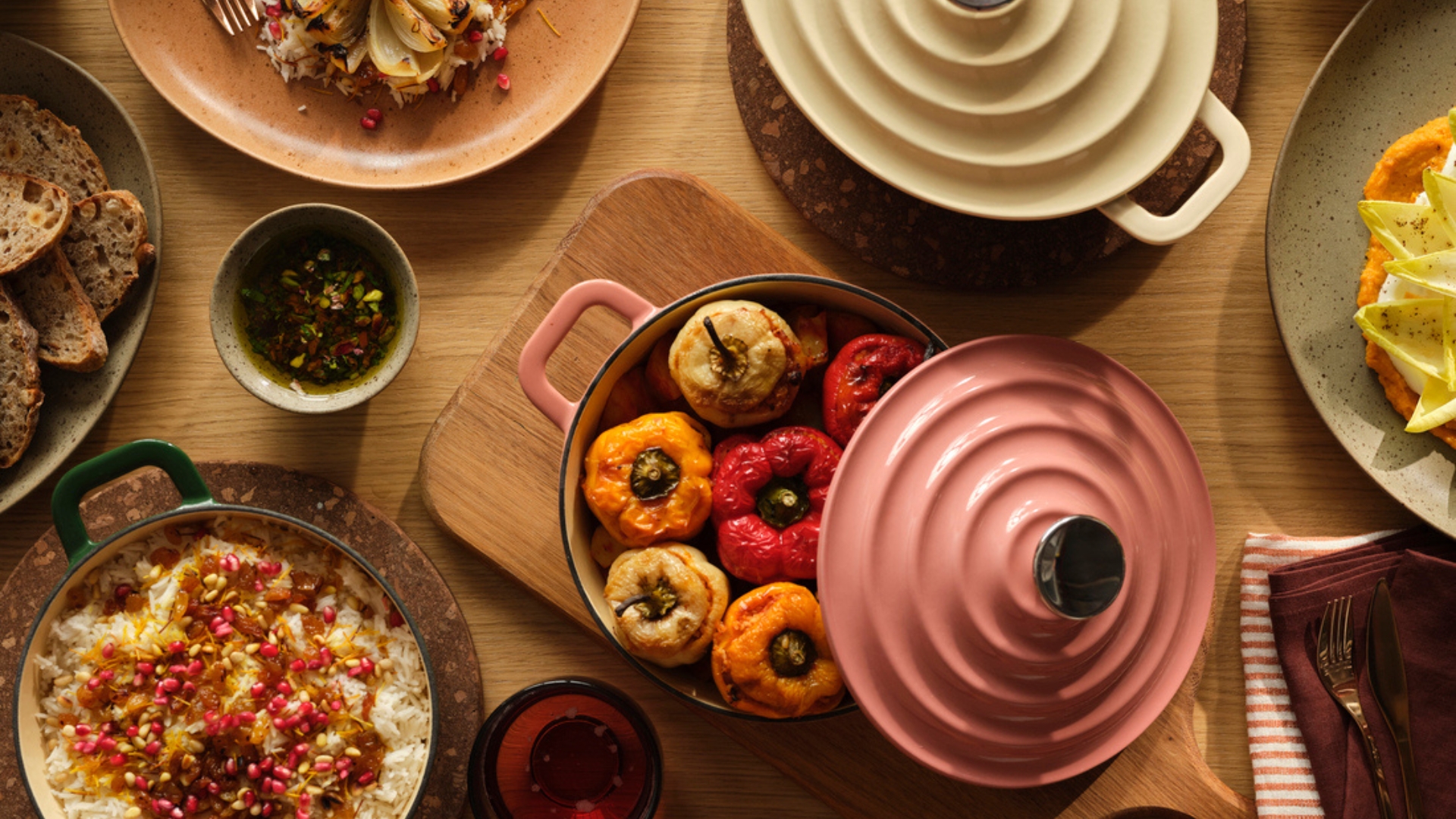 The IKEA Vardagen Casserole Dish being used to cook in a cosy kitchen with wooden countertops