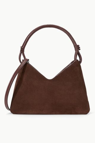 Staud Valerie Shoulder Bag in Mahogany Suede 