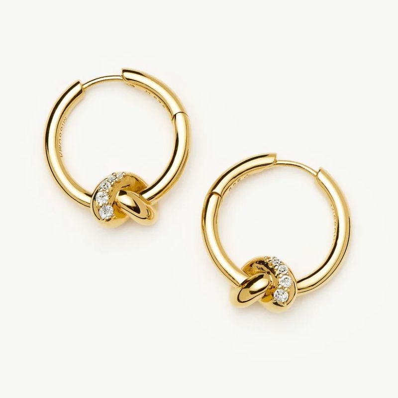 Lucy Williams Pav&amp;eacute; Knot Small Hoop Earrings cut out 