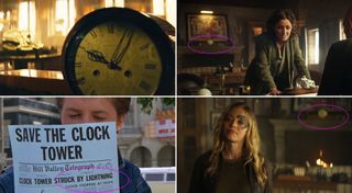 (Clockwise, from top left) Scenes from the new "Picard" Season 2 teaser, "Picard" episodes "Maps and Legends" (Season 1, Episode 2) and "Stardust City" (Season 1, Episode 5), and "Back to the Future."