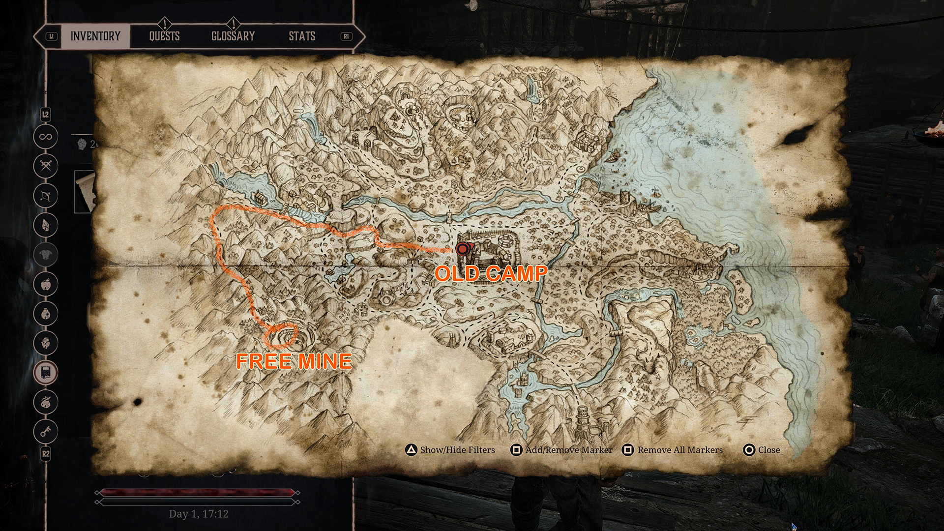 Map to location of free armor in Gothic 1 Remake