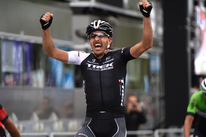 Fabian Cancellara (Trek) celebrates his victory