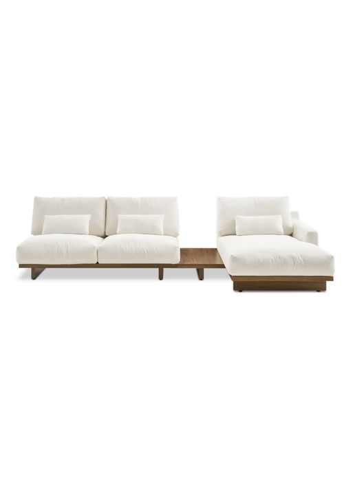 Mori Performance Fabric Armless Chaise Sofa With Side Table