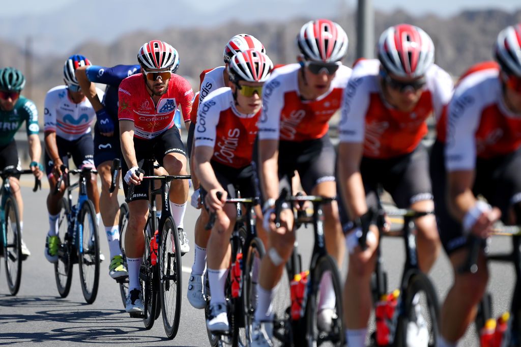 JABAL HATT OMAN FEBRUARY 13 Jesus Herrada of Spain and Team Cofidis Red Leader Jersey competes during the 12th Tour of Oman 2023 Stage 3 a 1518km stage from Al Khobar to Jabal Hatt 1000m TourofOman on February 13 2023 in Jabal Hatt Oman Photo by Alex BroadwayGetty Images