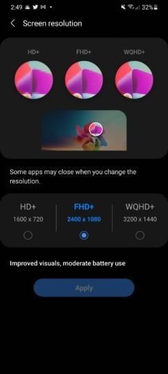 Samsung One Ui Beta 4 Screen Resolution Menu