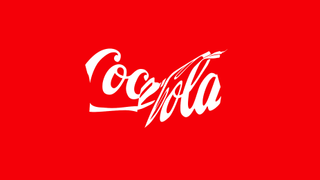 An image of a distorted version of the Coca-Cola logo on a billboard poster