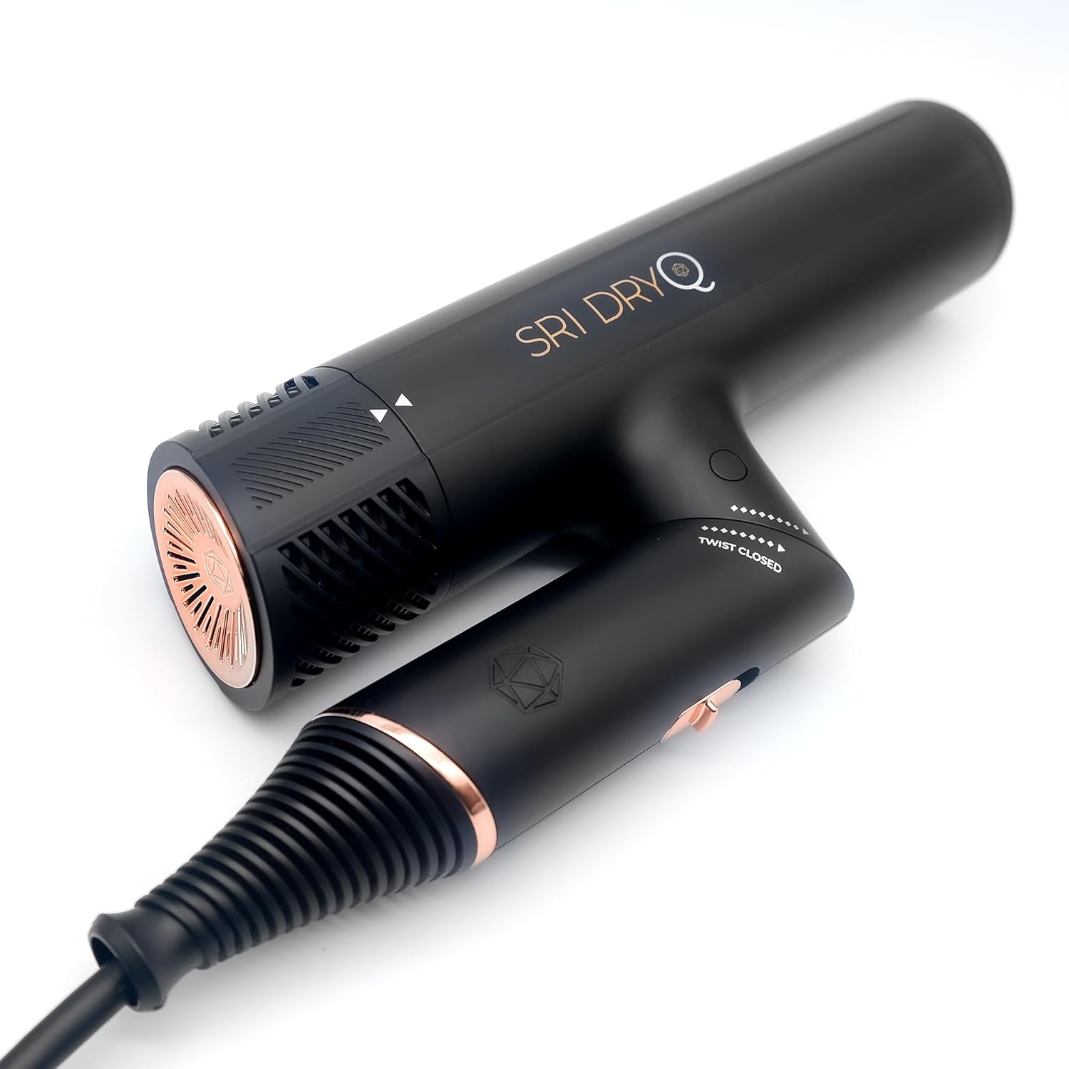 Srilabs Dryq &amp;ldquo;smart&amp;rdquo; Hair Dryer - Super Lightweight, Foldable - Powerful, Quiet Motor - Infrared and Ionic Technology - 3 Magnetic Attachments - Heat Control With Locking Switch