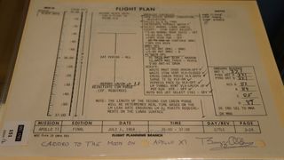 Bonhams Auction House sold more than 300 space artifacts on March 25, 2013. Pieces from the Apollo missions (including 13 and 11) were sold, as well as other items from the space program's history, including a flight plan from the Apollo 11 moon mission, seen here.