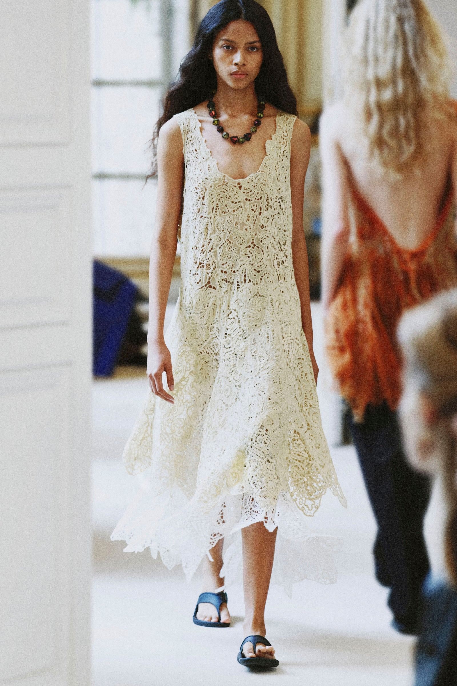 a model walks the The Row summer 2027 runway during Paris Fashion Week
