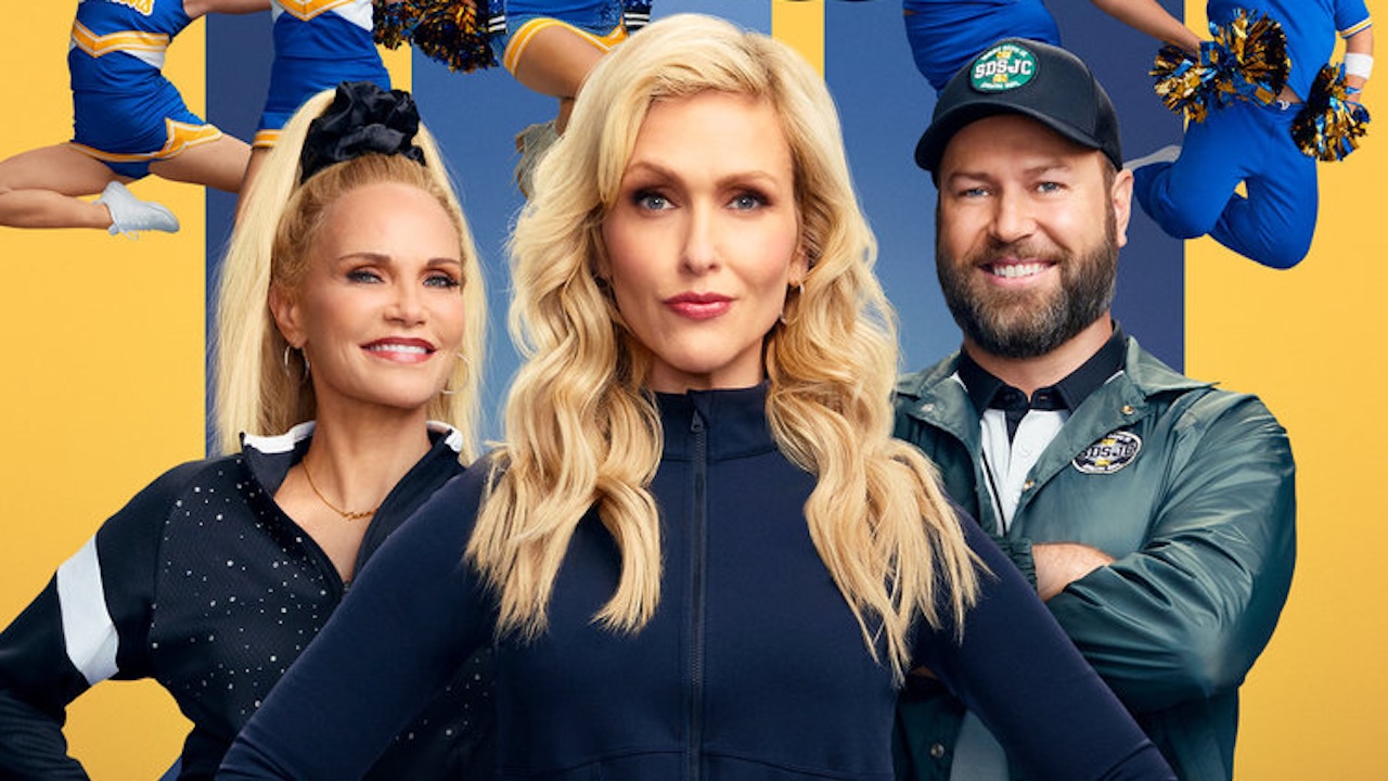 Kristin Chenoweth, Jenn Lyon, and Taran Killam smiling together for NBC&#039;s Stumble