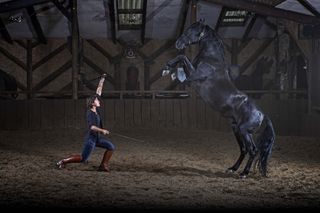 Horsemaster Camilla Naprous on Moses photographed at The Devilshorsemen stables in Mursley, Buckinghamshire. Photograph: Richard Cannon/Country Life PIcture Library PUBLISHED P.32 04092019