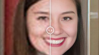 Gigapixel AI portrait of a woman getting upscaled.