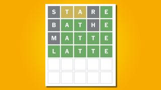 Wordle answer 696 on a yellow background