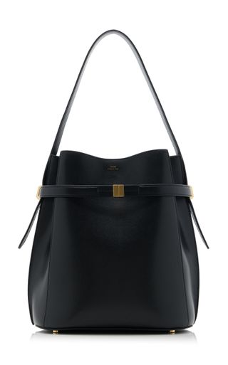 Belted Leather Bucket Bag