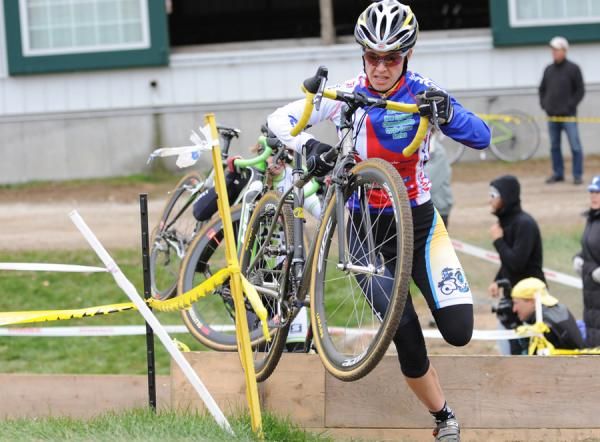 Andrea Smith (Ladies First Racing) through the barriers.