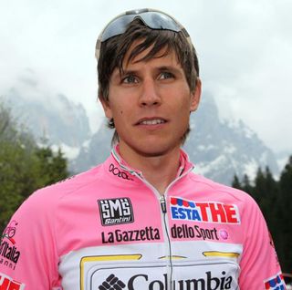 Swede Thomas Lövkvist in the leader's jersey at the 2009 Giro d'Italia