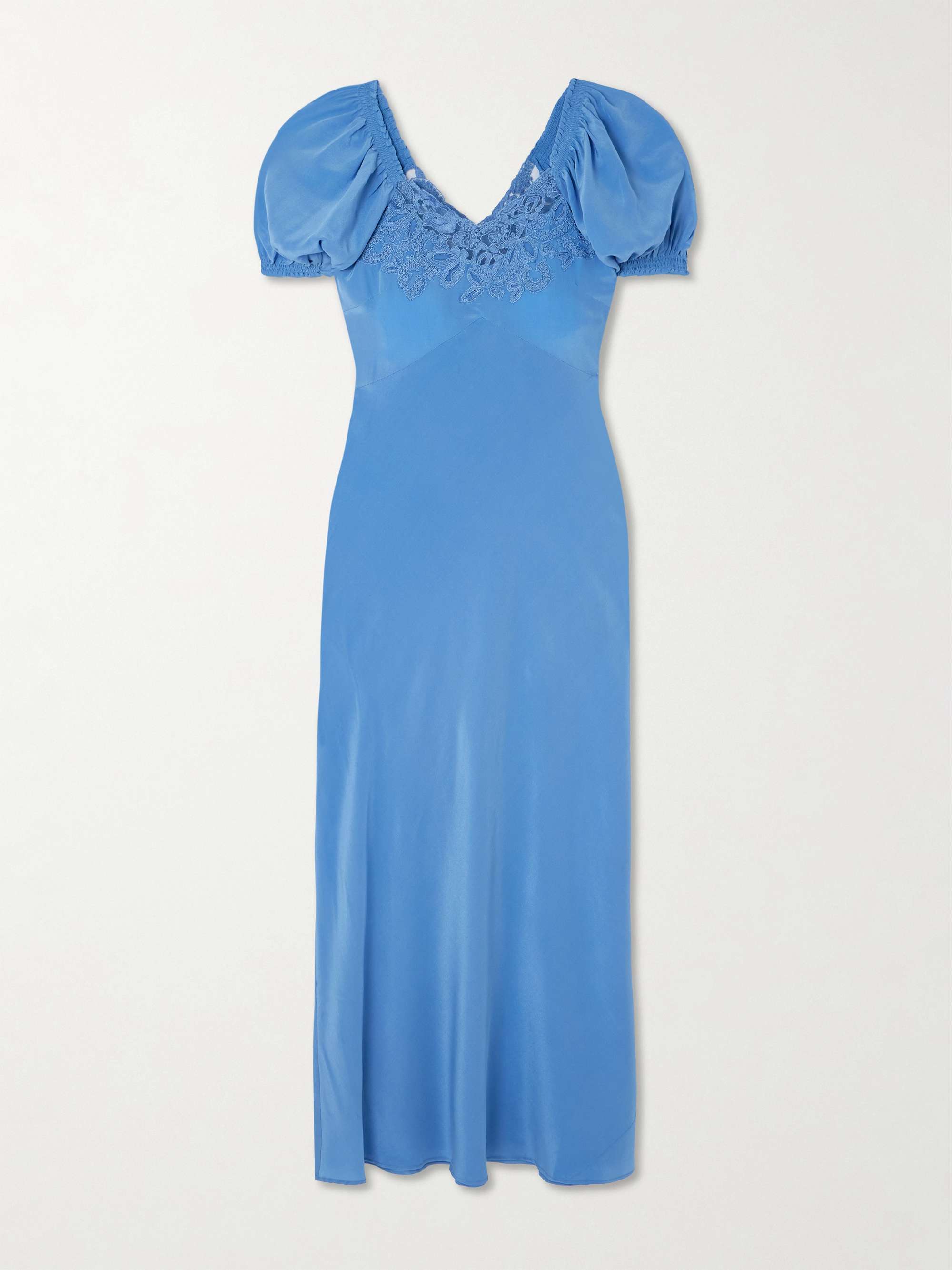 Ilaria Lace-Trimmed Silk Midi Dress