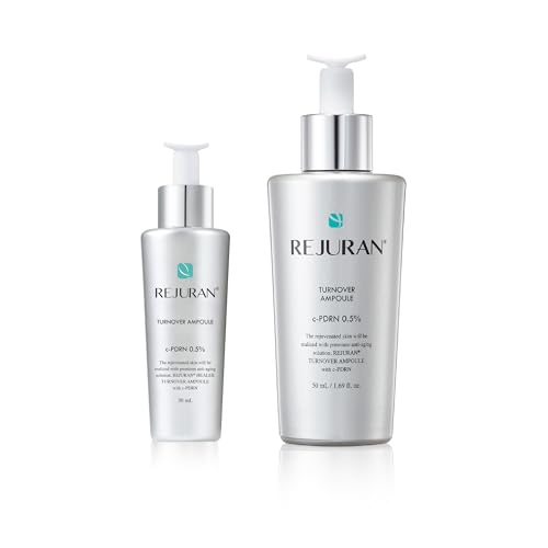 Rejuran&amp;reg; Turnover Ampoule Duo Bundle, C-Pdrn&amp;reg; &amp;ndash; Original Salmon Dna Face Serum in 1.01 Fl Oz &amp;amp; 1.69 Fl Oz for Firming, Hydrating &amp;amp; Radiant Glass Skin &amp;ndash; Korean Anti-Aging Skin Care