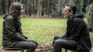 Lauren Cohan as Maggie Rhee and Jeffrey Dean Morgan as Negan Smith in The Walking Dead season 11
