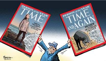 Political Cartoon U.S. Person of the Year Climate Change Activism And Denial