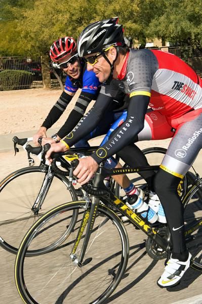 Lance shares a laugh with Jimmy Riccitello.