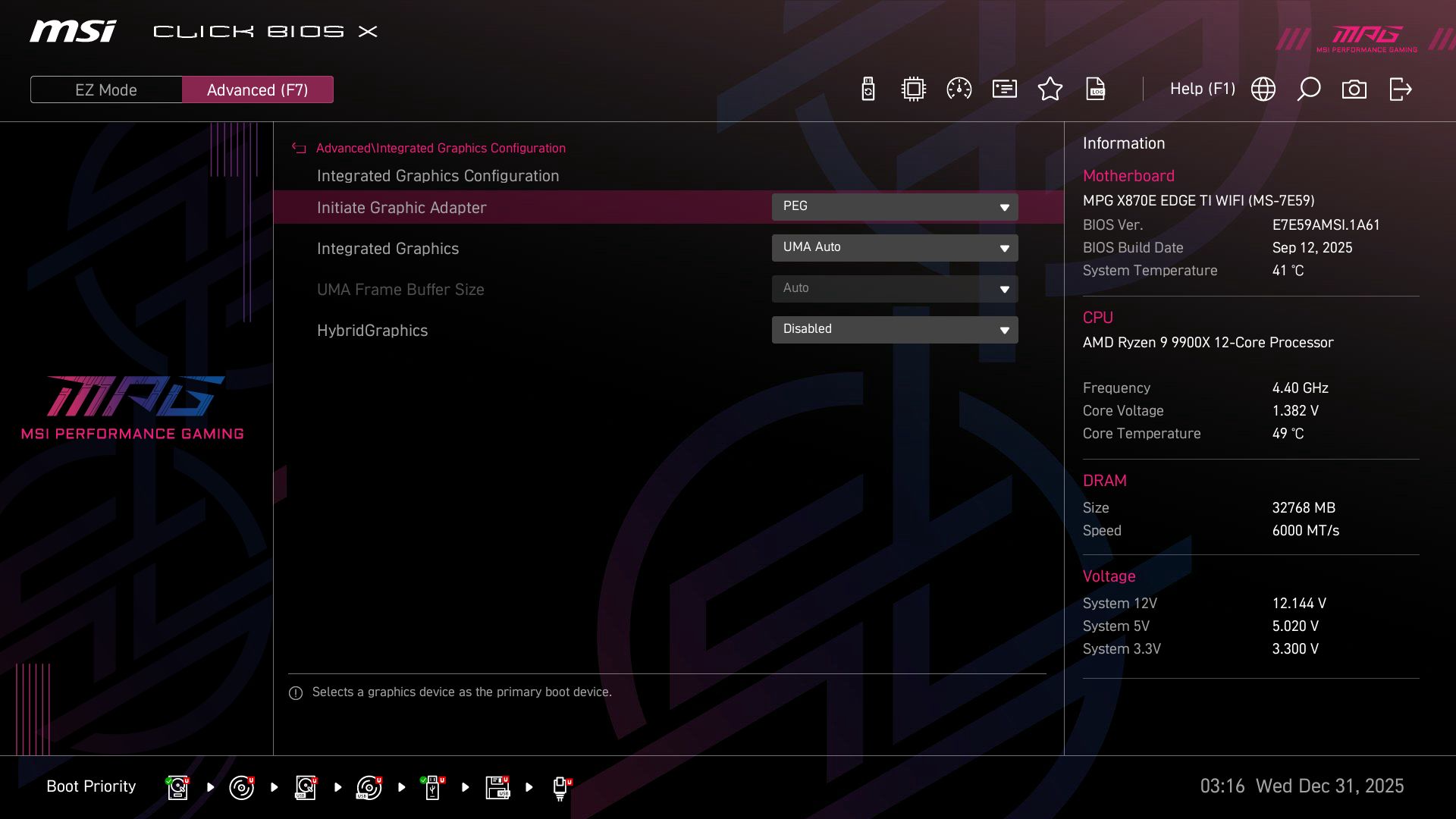 MSI MPG X870E Edge Ti Wifi - BIOS