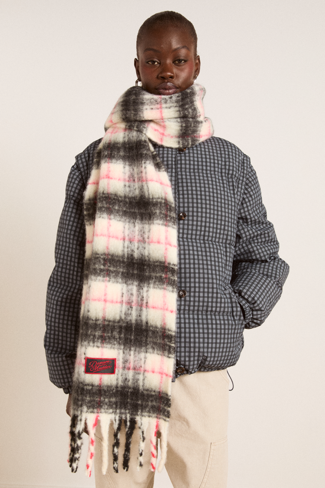 Brushed Oversized Scarf in Butter Check