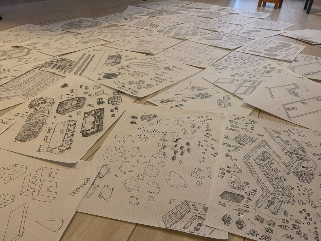 Artwork from hand-drawn indie game Finding Polka