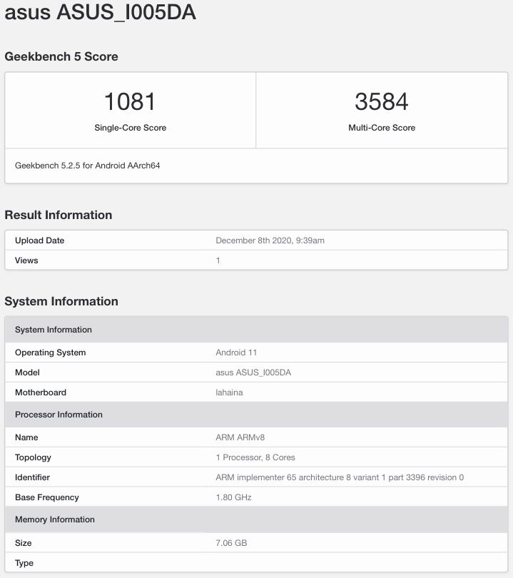 ASUS I005DA Geekbench