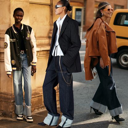 women at fashion week wearing cuffed jeans and cuffed jeans at Sportmax Resort 2026