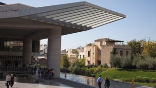 An exterior shot of the Acropolis Museum in Athens, Greece