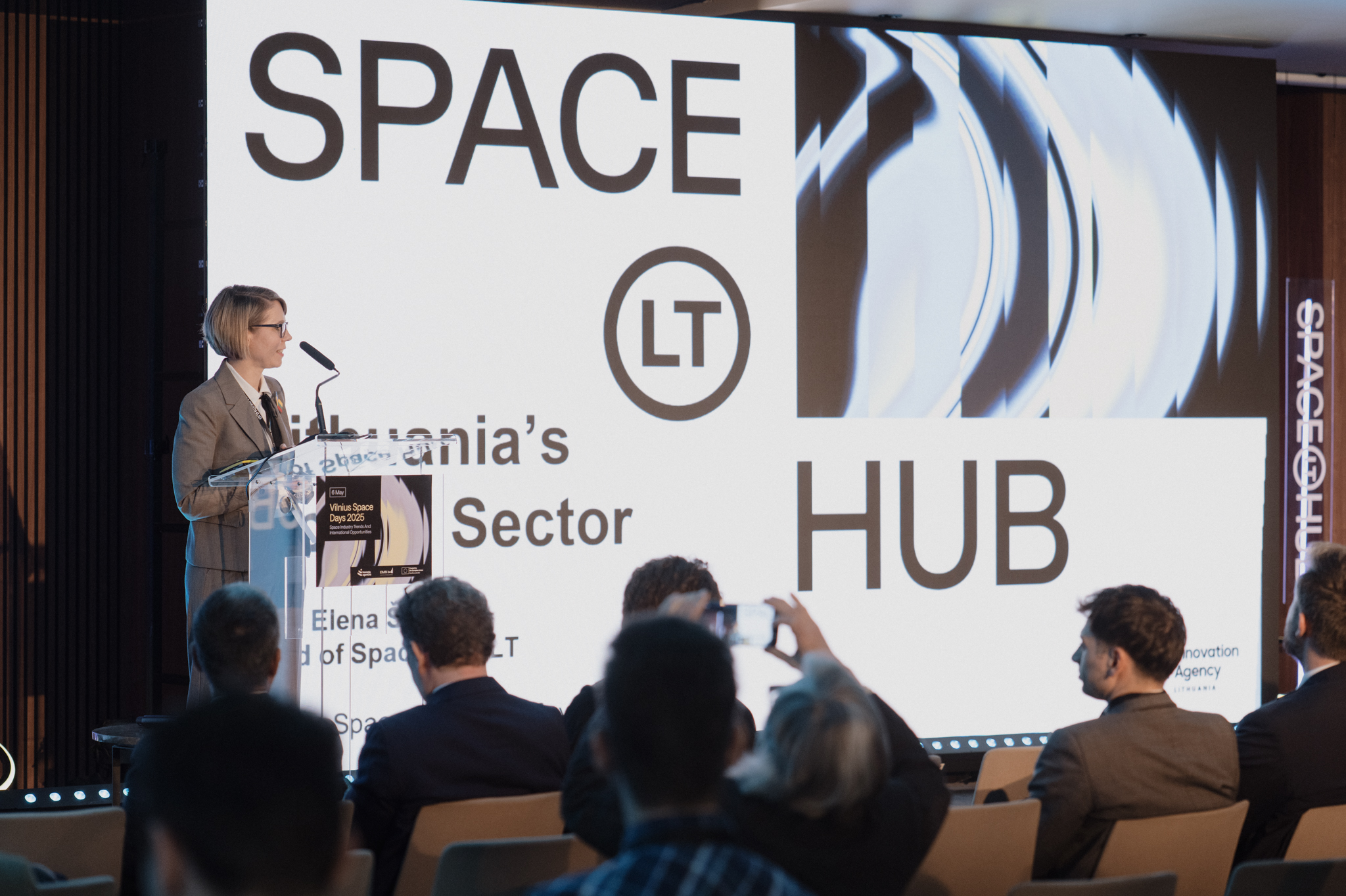 Egle Elena Sataite, Head of Space Hub LT at Innovation Agency Lithuania, speaking at Vilnius Space Days.
