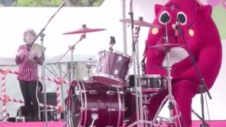 2. Costumed drummer destroys the kit at children’s music concert