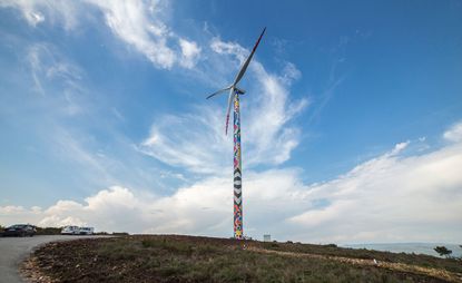 Wind turbine with art from Joana Vasconcelos and Vhils