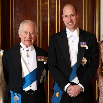 King Charles and Prince William attend a diplomatic reception at Buckingham Palace