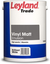 Leyland Trade Vinyl Matt Paint&nbsp;Brilliant White 5L, from Amazon