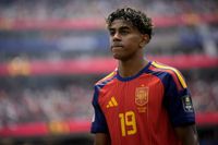 LOS ANGELES, CALIFORNIA - JULY 10: Lamine Yamal of Spain is seen during the 2026 FIFA World Cup - Quarter finals match between Spain and Belgium at the Los Angeles Stadium (SoFi Stadium)