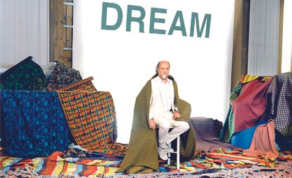 Giovanni Bonotto, with a selection of Bonotto’s textiles, in front of the Dream screen