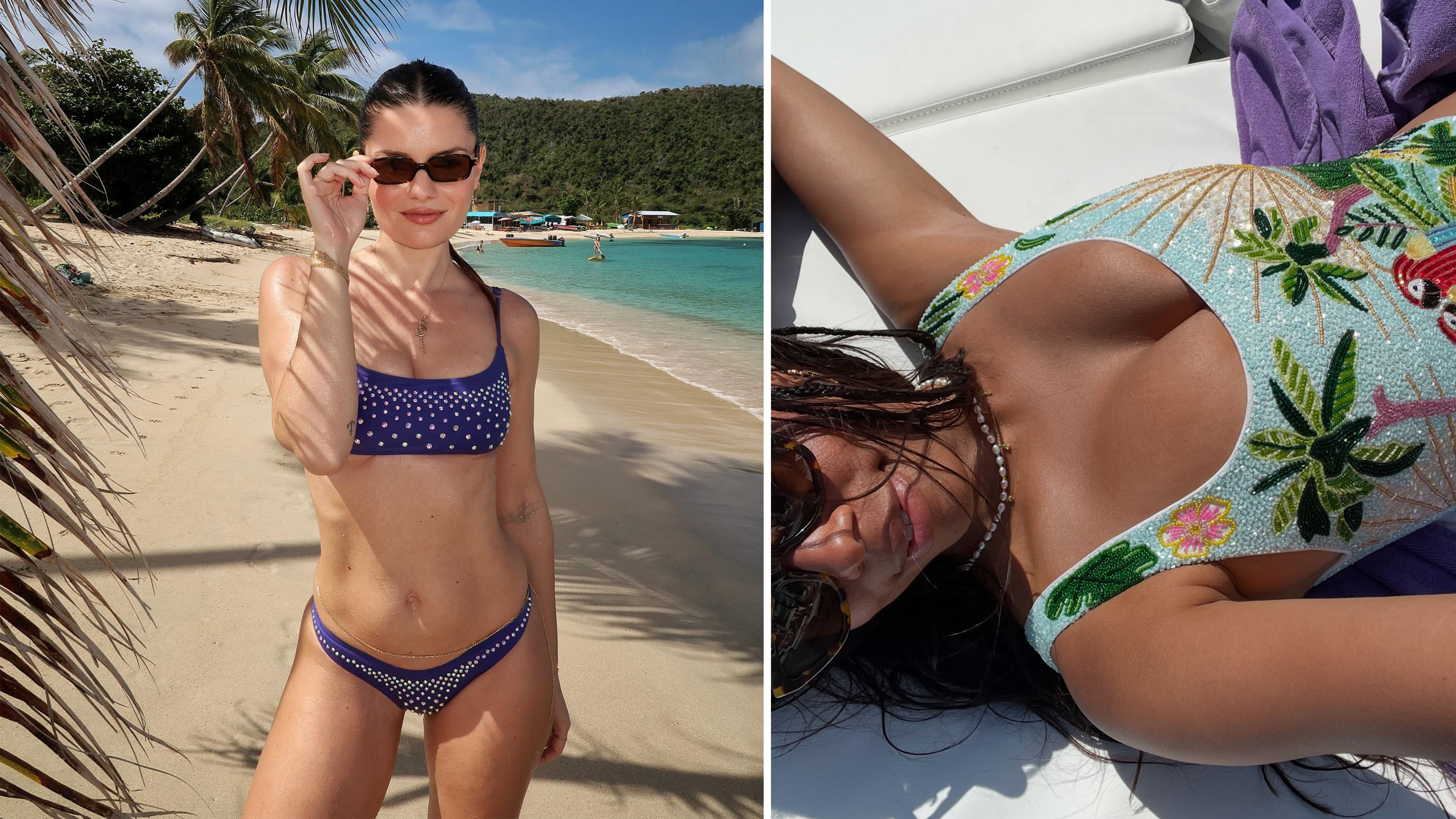 Women in sequin swimsuits