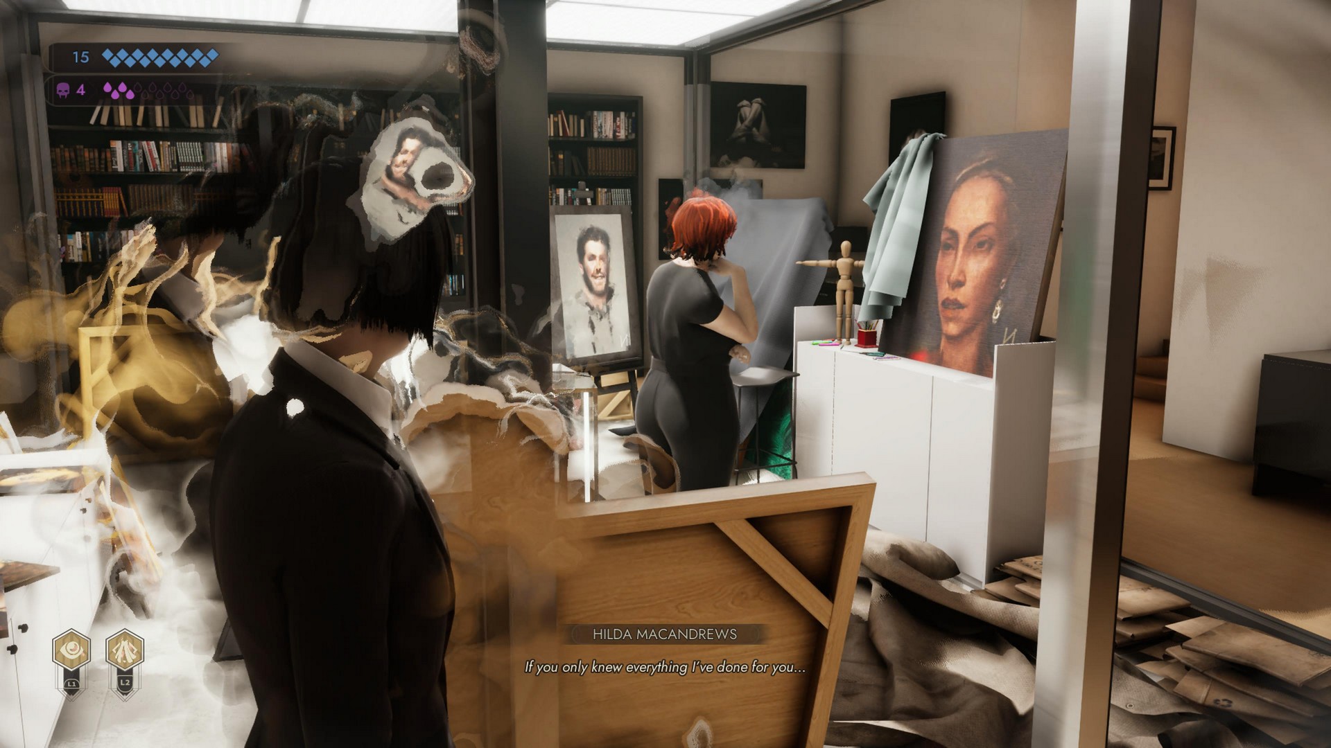 Leysha uses obfuscate in Vampire the Masquerade: Swansong