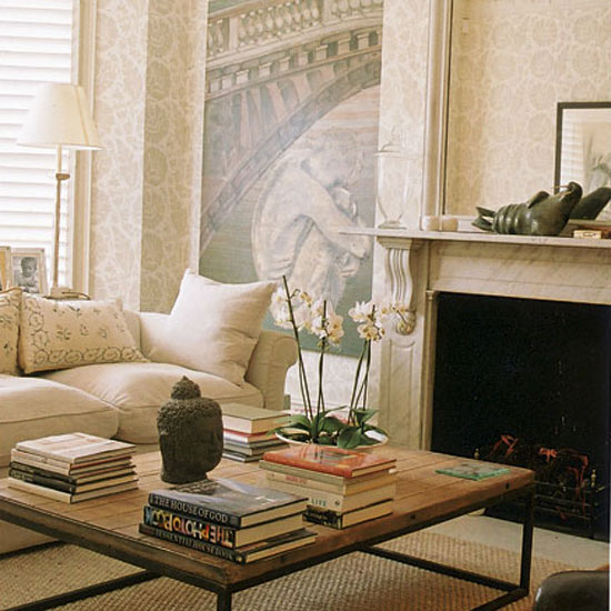 living room with wallpaper sofa cushion set