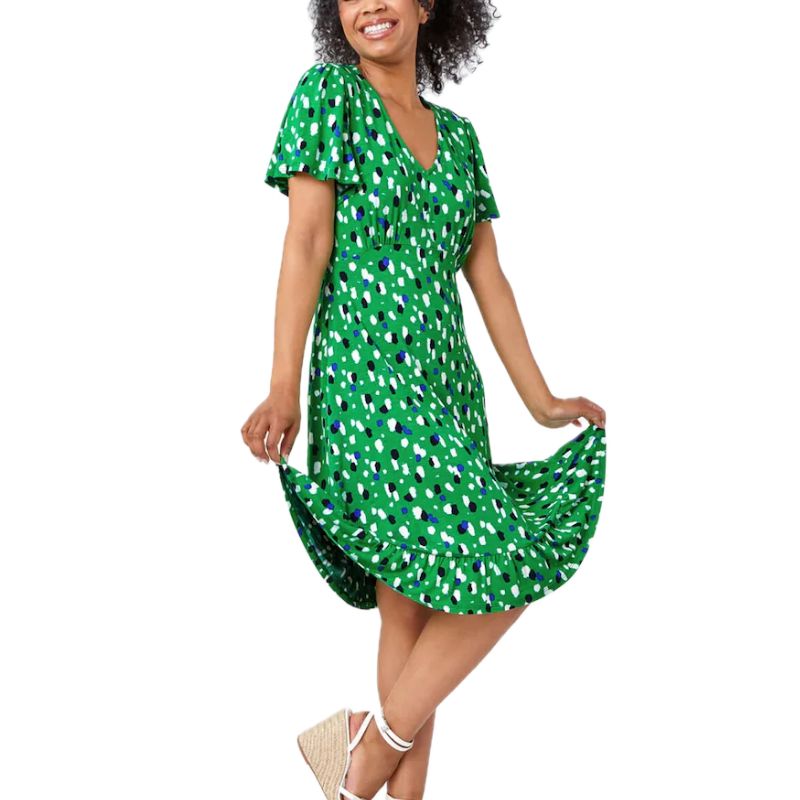 Roman, Green Petite Spot Stretch Tea Dress