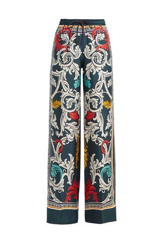 Mary Katrantzou Tarot Queens-Print Wide-Leg Silk Trousers, £899, matchesfashion.com